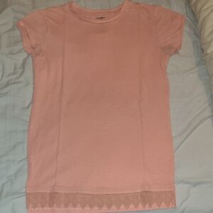 Pink Lace Hem T-Shirt
